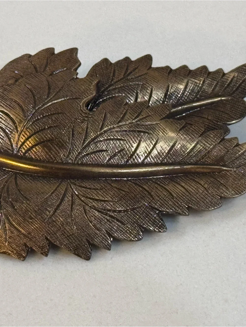 Vintage Fall Autumn Double Leaf Brooch Brass Bronze Tone Brooch Pin Metal